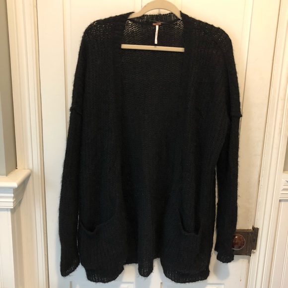Free People Sweaters - Free People Black Mohair Oversized Cardigan Sz M